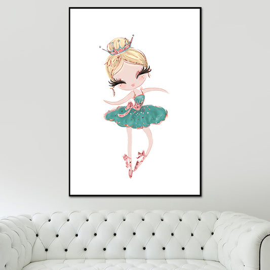 Childrens Art Canvas Print Light-Color Little Girl Dancing Wall Decor for Bedroom Yellow Clearhalo 'Art Gallery' 'Canvas Art' 'Kids' Arts' 1639905