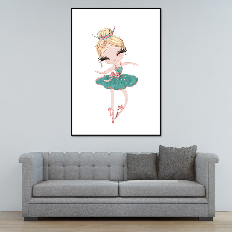 Childrens Art Canvas Print Light-Color Little Girl Dancing Wall Decor for Bedroom Clearhalo 'Art Gallery' 'Canvas Art' 'Kids' Arts' 1639906