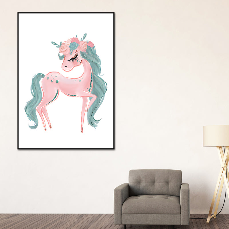 Childrens Art Canvas Print Light-Color Little Girl Dancing Wall Decor for Bedroom Pink Clearhalo 'Art Gallery' 'Canvas Art' 'Kids' Arts' 1639919