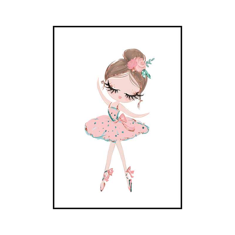 Illustration Ballet Girl Wall Art Decor for Bedroom, Pastel Color, Textured Surface Clearhalo 'Art Gallery' 'Canvas Art' 'Kids' Arts' 1639936