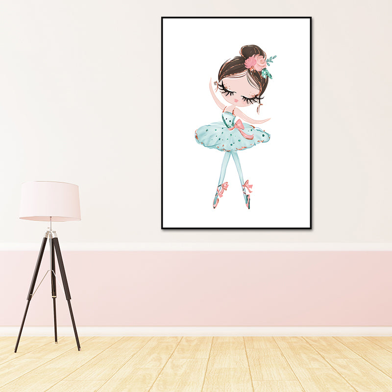 Illustration Ballet Girl Wall Art Decor for Bedroom, Pastel Color, Textured Surface Clearhalo 'Art Gallery' 'Canvas Art' 'Kids' Arts' 1639941