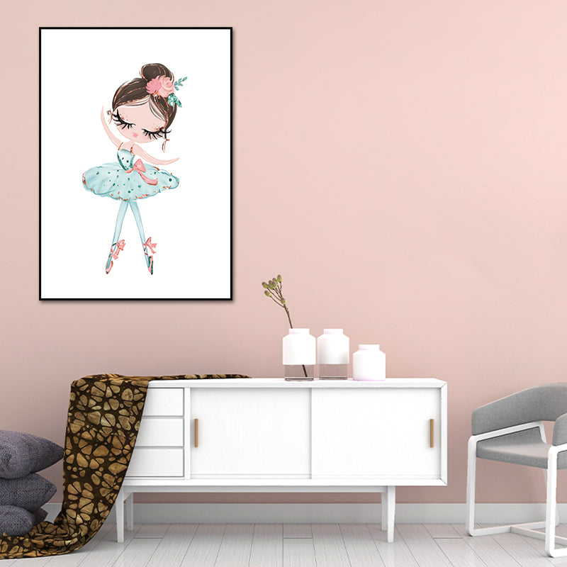 Illustration Ballet Girl Wall Art Decor for Bedroom, Pastel Color, Textured Surface Clearhalo 'Art Gallery' 'Canvas Art' 'Kids' Arts' 1639942