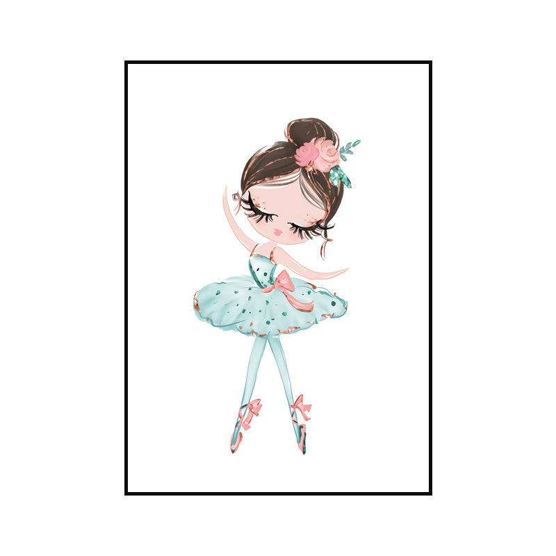 Illustration Ballet Girl Wall Art Decor for Bedroom, Pastel Color, Textured Surface Clearhalo 'Art Gallery' 'Canvas Art' 'Kids' Arts' 1639943