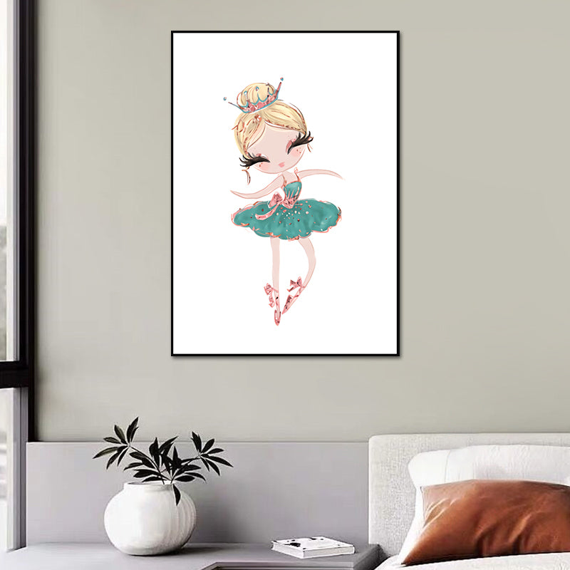 Illustration Ballet Girl Wall Art Decor for Bedroom, Pastel Color, Textured Surface Clearhalo 'Art Gallery' 'Canvas Art' 'Kids' Arts' 1639948