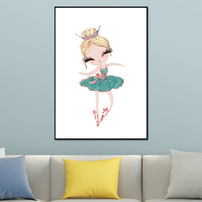 Illustration Ballet Girl Wall Art Decor for Bedroom, Pastel Color, Textured Surface Clearhalo 'Art Gallery' 'Canvas Art' 'Kids' Arts' 1639949