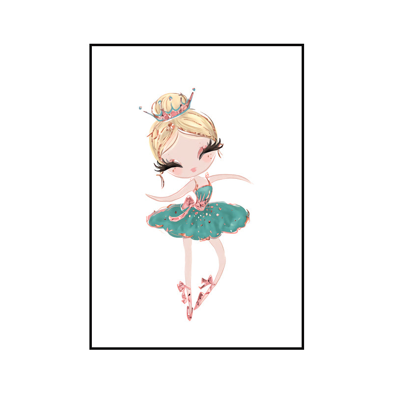 Illustration Ballet Girl Wall Art Decor for Bedroom, Pastel Color, Textured Surface Clearhalo 'Art Gallery' 'Canvas Art' 'Kids' Arts' 1639950
