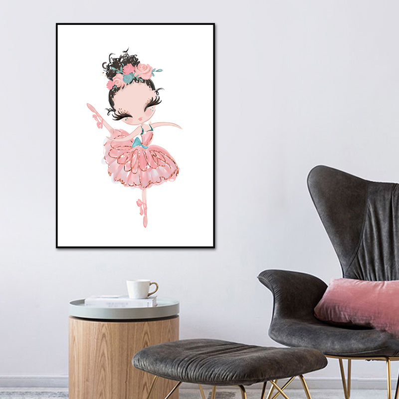 Ballet Wall Art Kids Style Cute Cartoon Canvas Print in Soft Color for Bedroom Clearhalo 'Art Gallery' 'Canvas Art' 'Kids' Arts' 1639955
