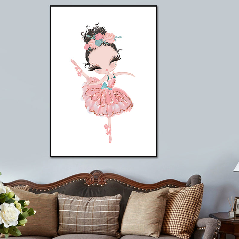 Ballet Wall Art Kids Style Cute Cartoon Canvas Print in Soft Color for Bedroom Clearhalo 'Art Gallery' 'Canvas Art' 'Kids' Arts' 1639956