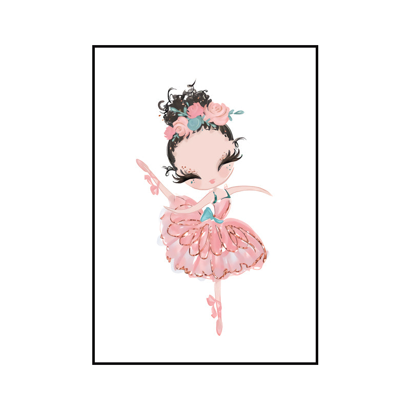 Ballet Wall Art Kids Style Cute Cartoon Canvas Print in Soft Color for Bedroom Clearhalo 'Art Gallery' 'Canvas Art' 'Kids' Arts' 1639957