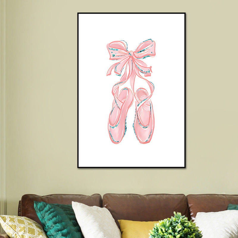 Ballet Wall Art Kids Style Cute Cartoon Canvas Print in Soft Color for Bedroom Pink Clearhalo 'Art Gallery' 'Canvas Art' 'Kids' Arts' 1639961