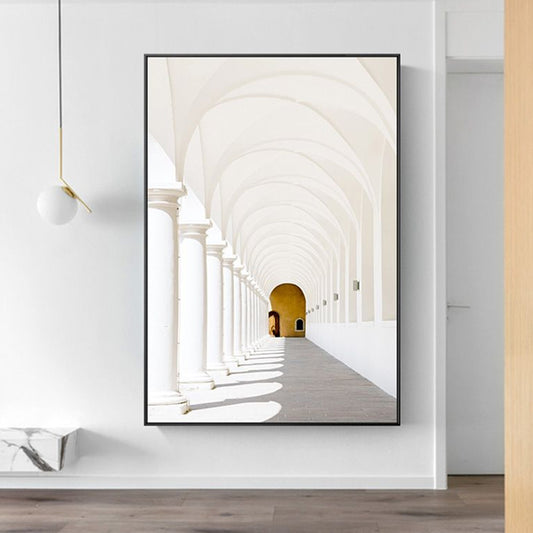 Minimalism House Interior Archway Canvas White Textured Wall Art for Family Room White Clearhalo 'Art Gallery' 'Canvas Art' 'Contemporary Art Gallery' 'Contemporary Art' 'Minimalism' 'Minimalist Art Gallery' 'Scandinavian' Arts' 1639982