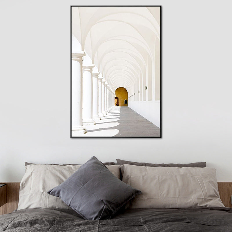 Minimalism House Interior Archway Canvas White Textured Wall Art for Family Room Clearhalo 'Art Gallery' 'Canvas Art' 'Contemporary Art Gallery' 'Contemporary Art' 'Minimalism' 'Minimalist Art Gallery' 'Scandinavian' Arts' 1639984