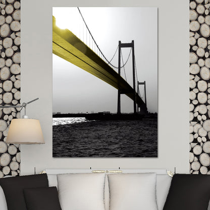 Nostalgic Viaduct Canvas Wall Art Yellow and Grey Bedroom Wall Decor, Texture Surface Yellow Clearhalo 'Arts' 'Canvas Art' 1639989