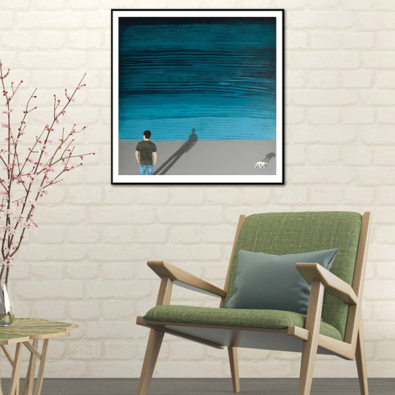 Sea and Solitude Wall Art Print Nordic Canvas Textured Wall Decoration for Bedroom Clearhalo 'Arts' 'Canvas Art' 1639997