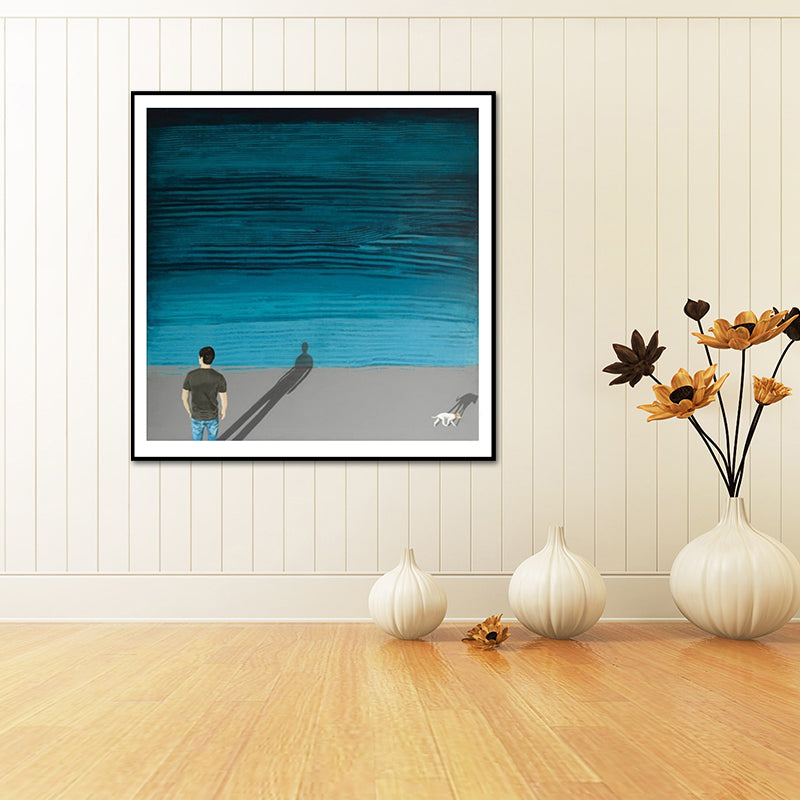 Sea and Solitude Wall Art Print Nordic Canvas Textured Wall Decoration for Bedroom Clearhalo 'Arts' 'Canvas Art' 1639998