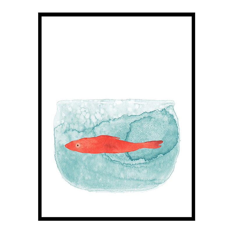 Fish Drawing Wall Decor Textured Childrens Art Dining Room Canvas Print in White Clearhalo 'Art Gallery' 'Canvas Art' 'Kids' Arts' 1640020
