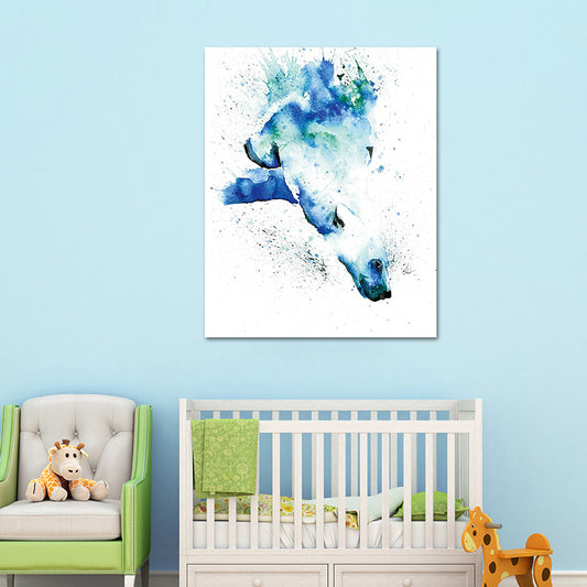 Blue Bear Canvas Wall Art Textured Surface Kids Style Bedroom Wall Decor on White Clearhalo 'Art Gallery' 'Canvas Art' 'Kids' Arts' 1640053