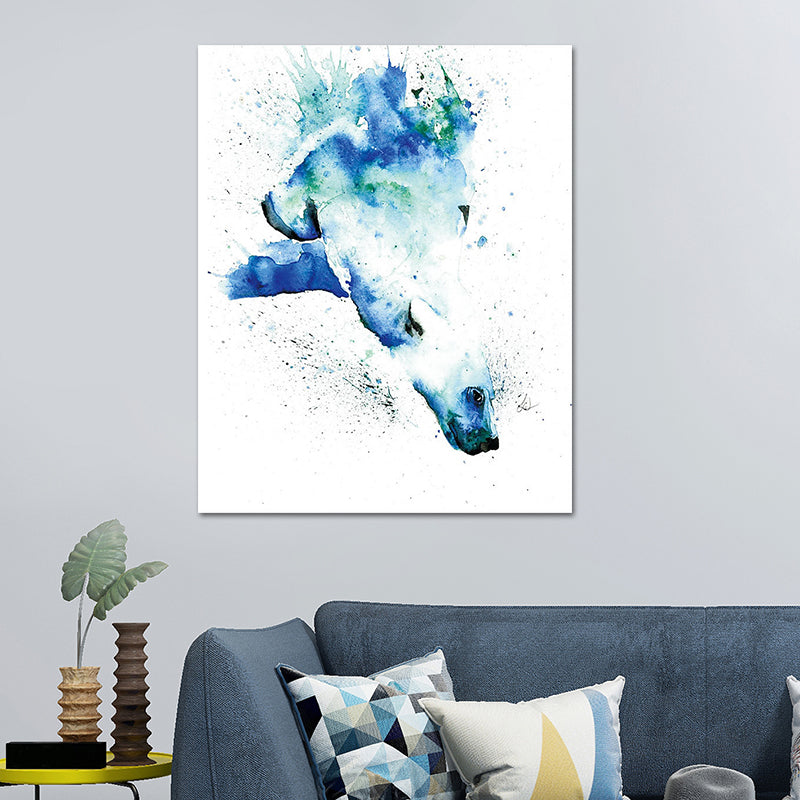 Blue Bear Canvas Wall Art Textured Surface Kids Style Bedroom Wall Decor on White Clearhalo 'Art Gallery' 'Canvas Art' 'Kids' Arts' 1640054