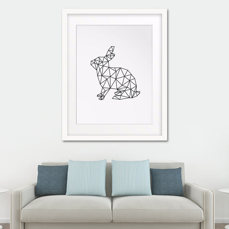 Canvas Textured Wall Decor Scandinavian Style Charcoal Drawings Animals Painting White Rabbit Clearhalo 'Arts' 'Canvas Art' 1640059