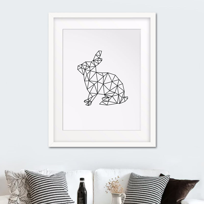 Canvas Textured Wall Decor Scandinavian Style Charcoal Drawings Animals Painting Clearhalo 'Arts' 'Canvas Art' 1640060