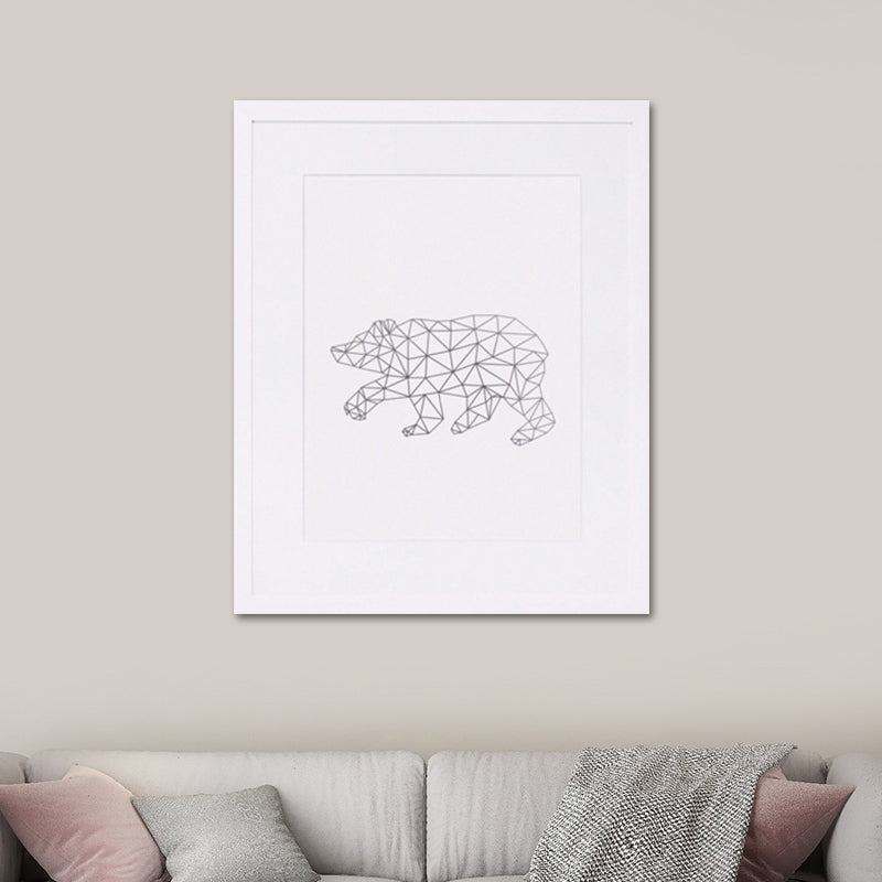 Canvas Textured Wall Decor Scandinavian Style Charcoal Drawings Animals Painting White Bear Clearhalo 'Arts' 'Canvas Art' 1640066