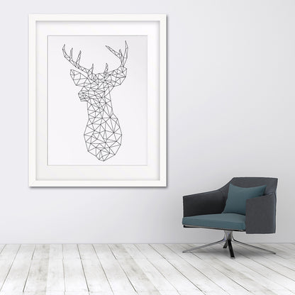 Canvas Textured Wall Decor Scandinavian Style Charcoal Drawings Animals Painting White Elk Clearhalo 'Arts' 'Canvas Art' 1640073