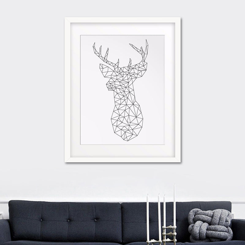 Canvas Textured Wall Decor Scandinavian Style Charcoal Drawings Animals Painting Clearhalo 'Arts' 'Canvas Art' 1640075