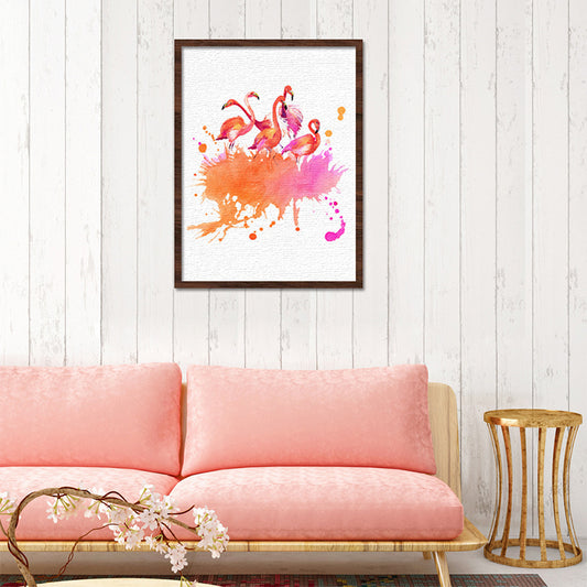Childrens Art Flamingo Canvas Print Orange-White Textured Wall Decor for Sitting Room White Clearhalo 'Art Gallery' 'Canvas Art' 'Kids' Arts' 1640143