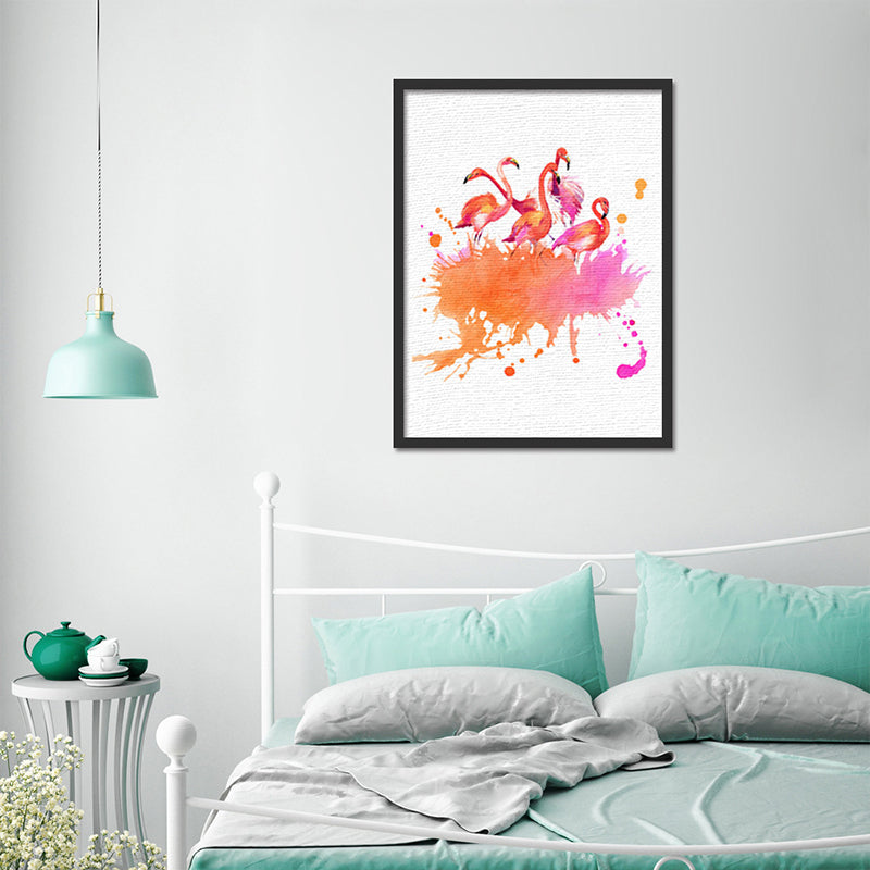 Childrens Art Flamingo Canvas Print Orange-White Textured Wall Decor for Sitting Room Clearhalo 'Art Gallery' 'Canvas Art' 'Kids' Arts' 1640144