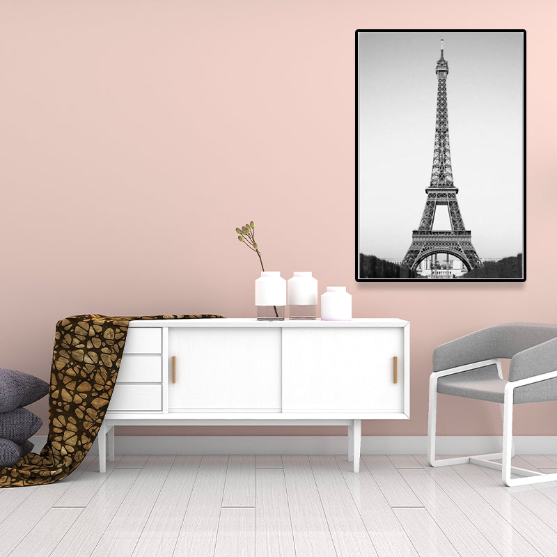 Photography Eiffel Tower Canvas Wall Art for Dining Room, Black-Grey, Textured Surface Black Clearhalo 'Arts' 'Canvas Art' 1640157