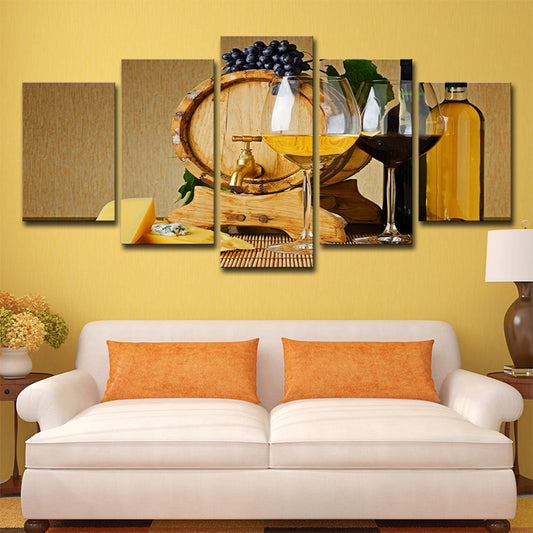 Multi-Piece Wine Wall Art Print Contemporary Canvas Wall Decor in Yellow for Dining Room Clearhalo 'Art Gallery' 'Canvas Art' 'Contemporary Art Gallery' 'Modern' Arts' 1640173