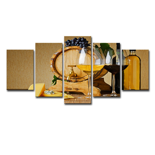 Multi-Piece Wine Wall Art Print Contemporary Canvas Wall Decor in Yellow for Dining Room Clearhalo 'Art Gallery' 'Canvas Art' 'Contemporary Art Gallery' 'Modern' Arts' 1640174