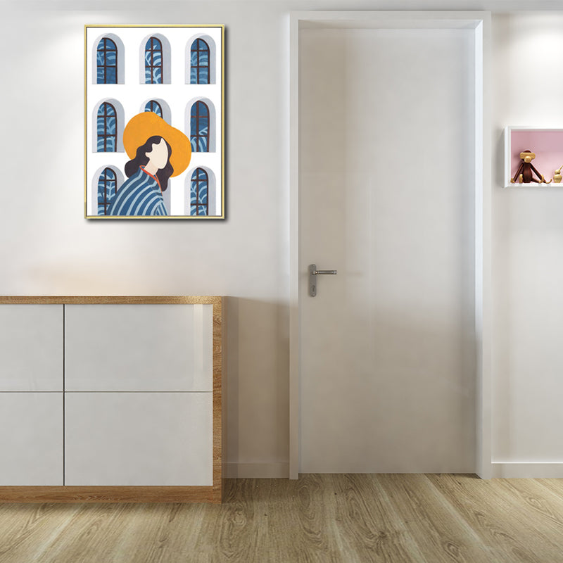 Illustration Fashionable Woman Canvas Wall Art for Girls Living Room, Pastel Color Clearhalo 'Arts' 'Canvas Art' 1640243