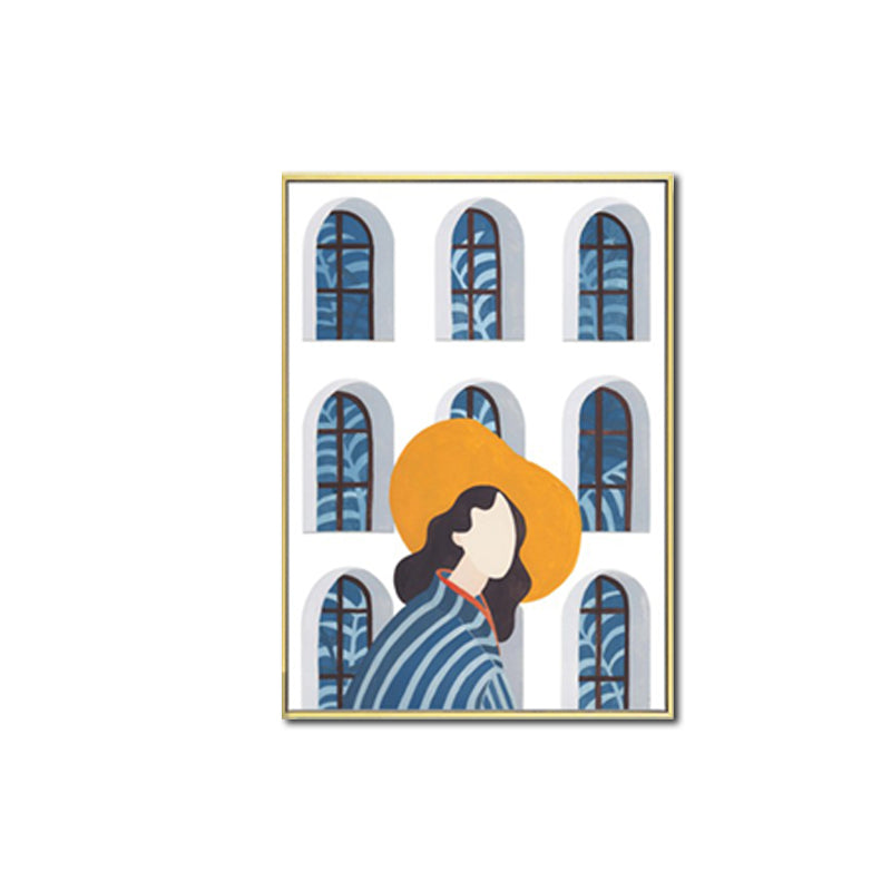 Illustration Fashionable Woman Canvas Wall Art for Girls Living Room, Pastel Color Clearhalo 'Arts' 'Canvas Art' 1640244