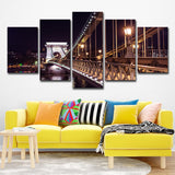 Black Szechenyi Chain Bridge Canvas Art Night Scenery Modern Multi-Piece Wall Decor Clearhalo 'Arts' 'Canvas Art' 1640264