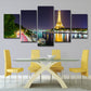 Canvas Green Wall Decor Global Inspired Riverside Eiffel Tower Night Scene Art Print Clearhalo 'Arts' 'Canvas Art' 1640279