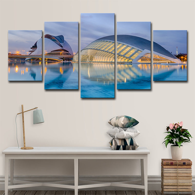Global Inspired Wall Art Blue Sydney Opera House at Early Night View Wall Decoration Clearhalo 'Arts' 'Canvas Art' 1640299