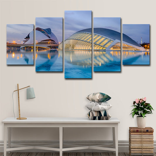 Global Inspired Wall Art Blue Sydney Opera House at Early Night View Wall Decoration