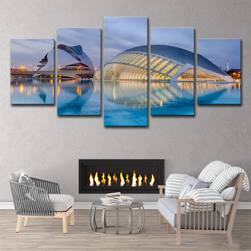 Global Inspired Wall Art Blue Sydney Opera House at Early Night View Wall Decoration Clearhalo 'Arts' 'Canvas Art' 1640300