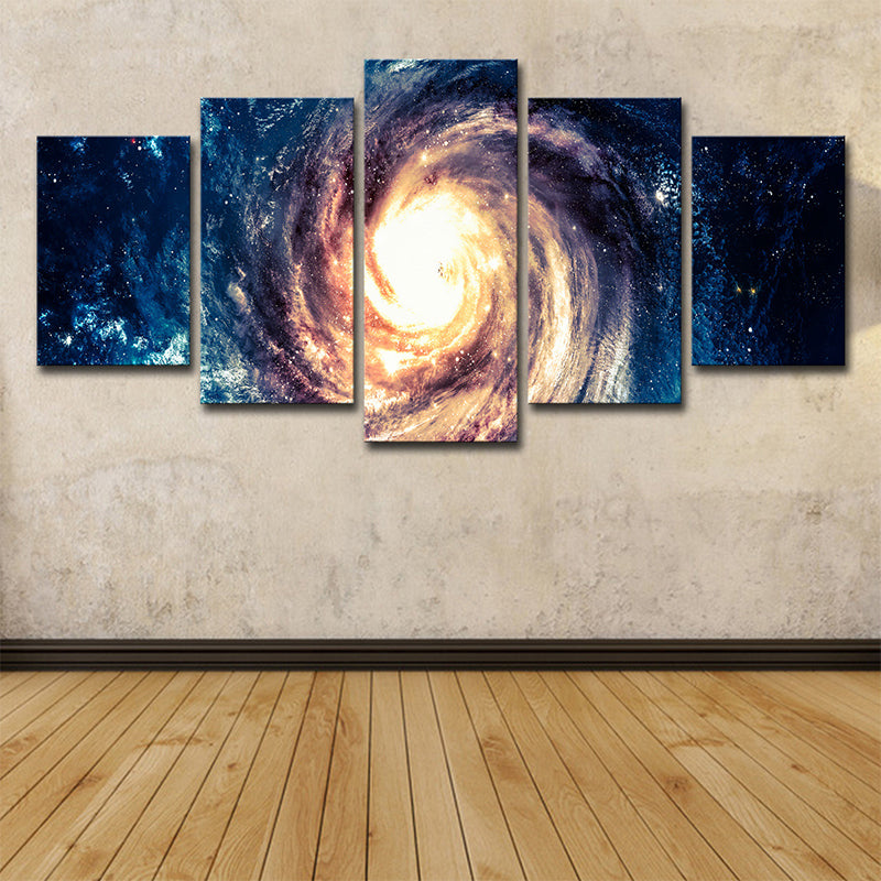 Blue Spiral Galaxy Canvas Print Universe Kids Multi-Piece Wall Art for Bedroom Clearhalo 'Art Gallery' 'Canvas Art' 'Kids' Arts' 1640307