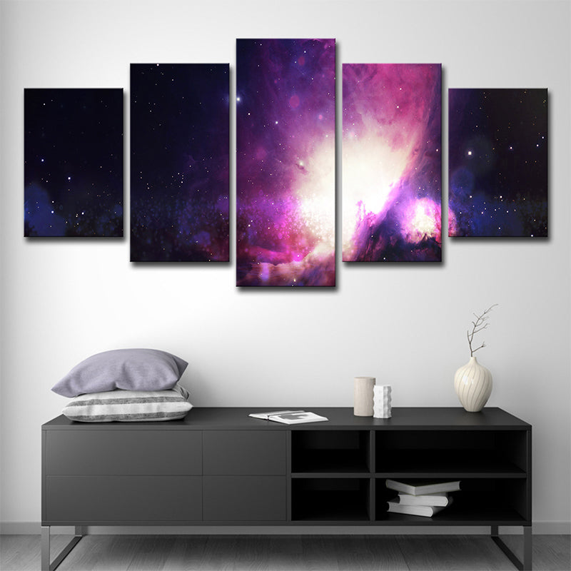Dreamy Starry Sky Art Print for Children Bedroom Outer Space View Canvas in Purple Clearhalo 'Art Gallery' 'Canvas Art' 'Kids' Arts' 1640314