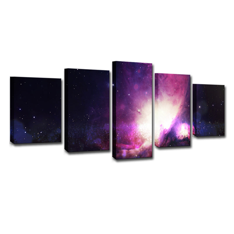 Dreamy Starry Sky Art Print for Children Bedroom Outer Space View Canvas in Purple Clearhalo 'Art Gallery' 'Canvas Art' 'Kids' Arts' 1640315