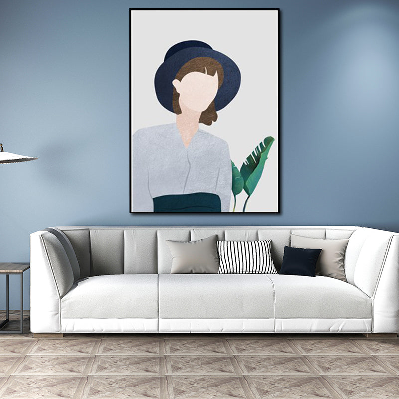 Cool Girl Outing Wall Art Decor Living Room Figure Drawing Canvas in Light Color Clearhalo 'Arts' 'Canvas Art' 1640327