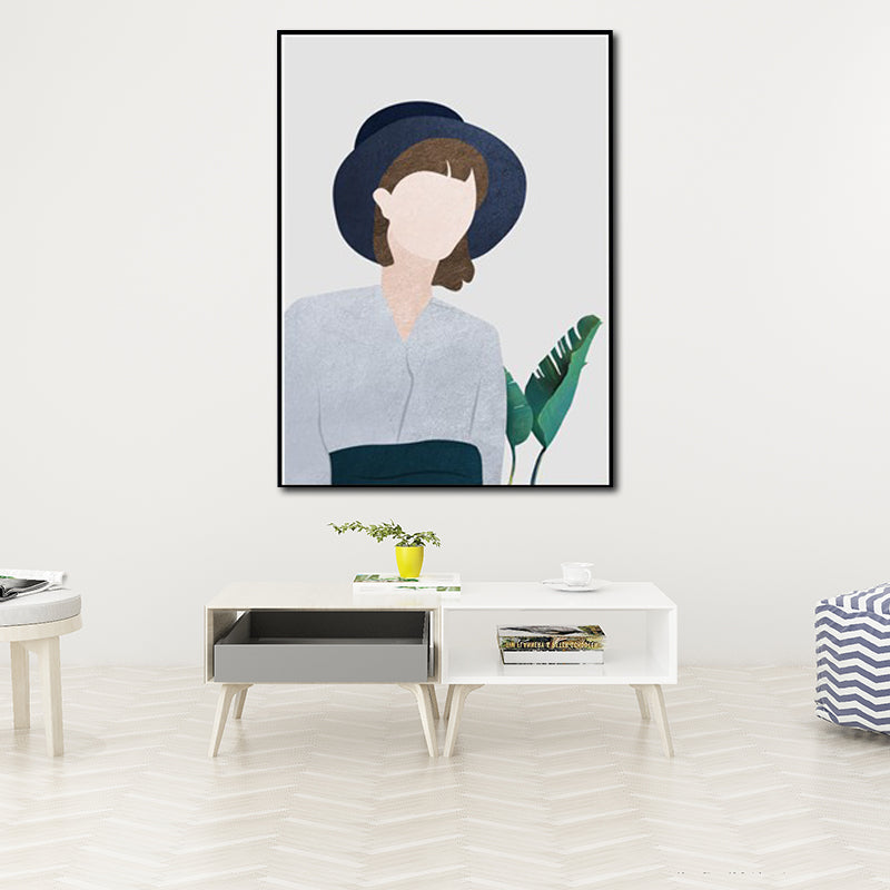 Cool Girl Outing Wall Art Decor Living Room Figure Drawing Canvas in Light Color Clearhalo 'Arts' 'Canvas Art' 1640328