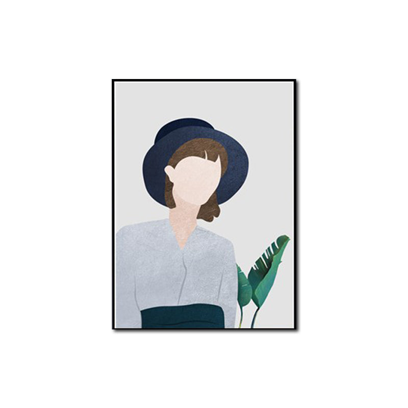 Cool Girl Outing Wall Art Decor Living Room Figure Drawing Canvas in Light Color Clearhalo 'Arts' 'Canvas Art' 1640329