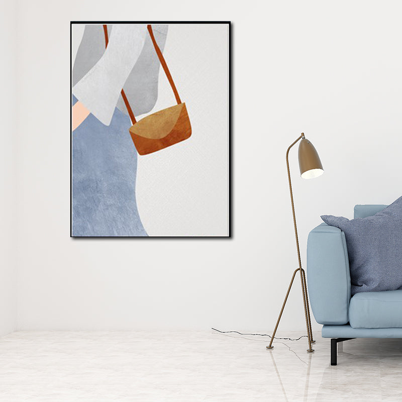 Cool Girl Outing Wall Art Decor Living Room Figure Drawing Canvas in Light Color Yellow Clearhalo 'Arts' 'Canvas Art' 1640333