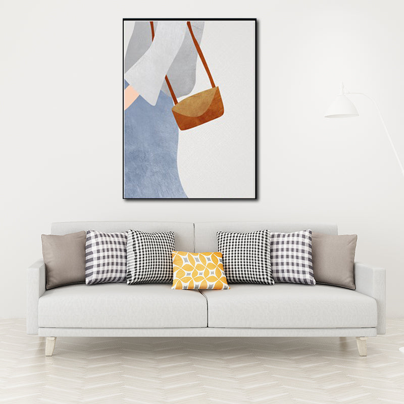 Cool Girl Outing Wall Art Decor Living Room Figure Drawing Canvas in Light Color Clearhalo 'Arts' 'Canvas Art' 1640334