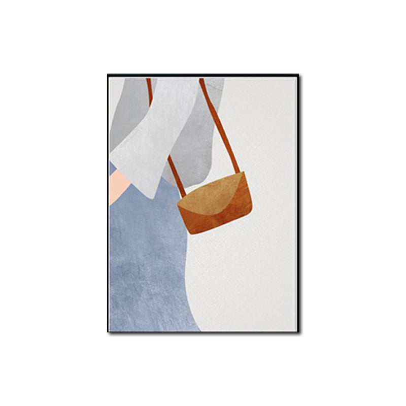 Cool Girl Outing Wall Art Decor Living Room Figure Drawing Canvas in Light Color Clearhalo 'Arts' 'Canvas Art' 1640336