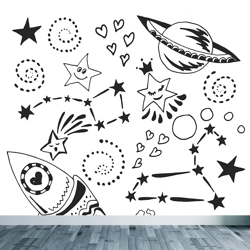 Mysterious Space Mural Decal Modern Decorative Living Room Wall Covering, Customed Size White Clearhalo 'Wall Decor' 'Wall Mural' 1640370