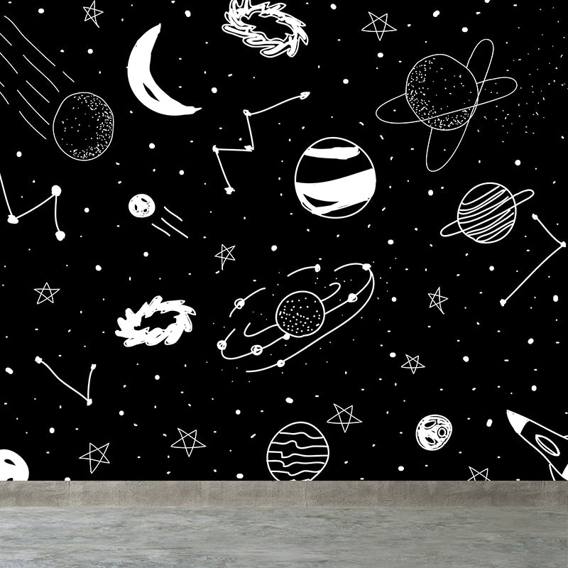 Contemporary Starry Sky View Mural Decal Dark Color Stain-Proofing Wall Decor for Bathroom Clearhalo 'Wall Decor' 'Wall Mural' 1640376